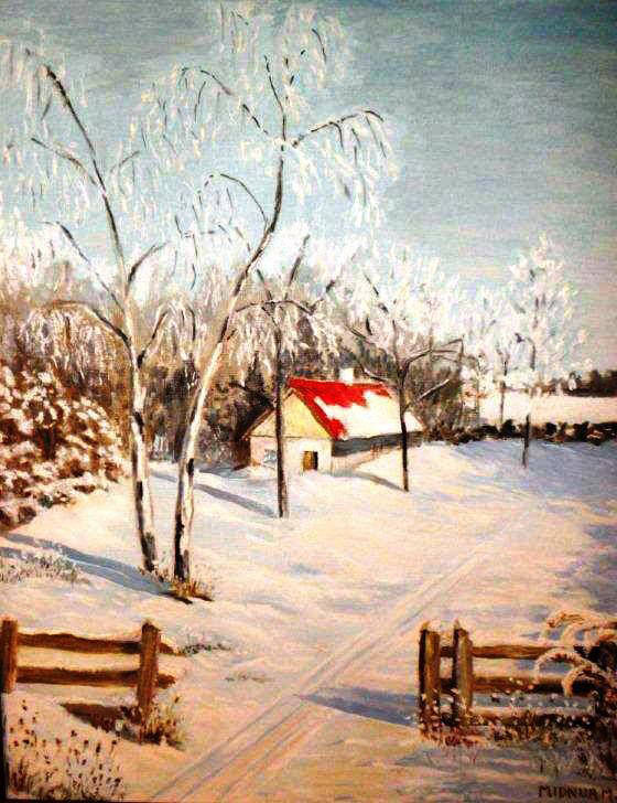 Farm snow painting Idnurm