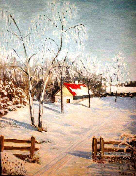 Farm snow painting Idnurm