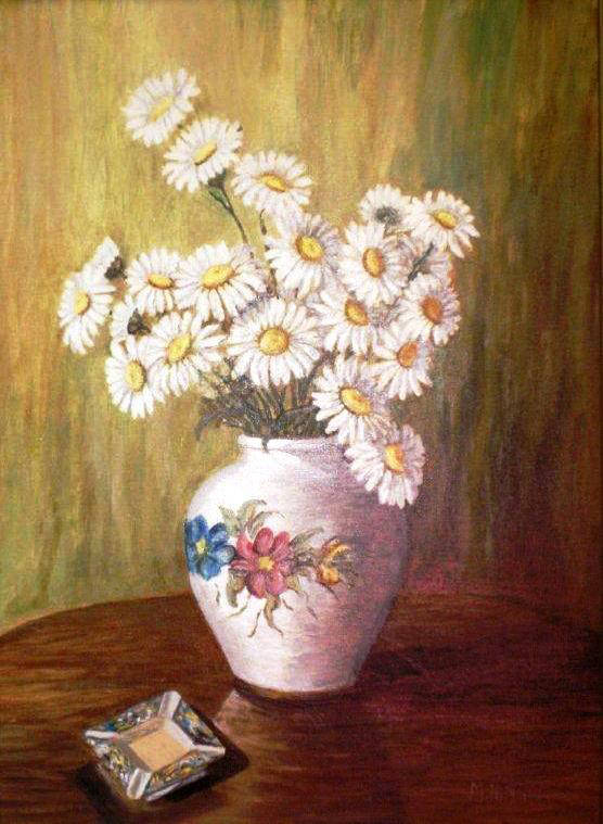 Idnurm painting daisies.